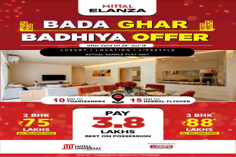 Pay Rs 3.8 Lakhs and rest on possession at Mittal Elanza in Yelahanka, Bangalore